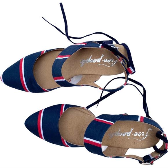 Free People 9 Sandals Clogs Heels Lace up Monaco Boho Festival 4th Nautical 70s - Picture 8 of 15